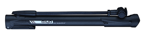 Велосипедный насос Giyo GM-64P пластик, 120 PSI (8атм), T-образная ручка, шланг, упор для ног, Presta/Schrader, черный