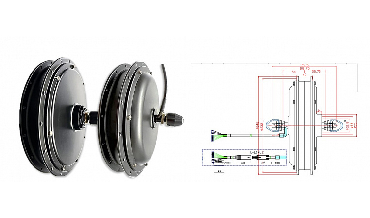 Мотор-колесо Медведь переднее 1000 Вт, 24-72В