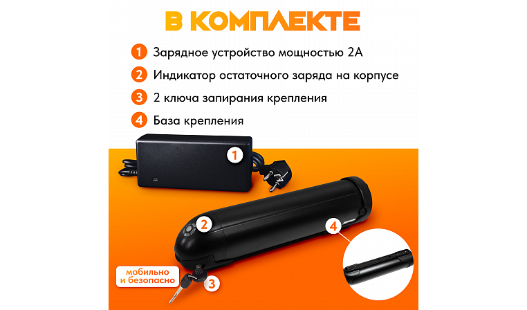 Аккумулятор Медведь 36В 11Ач Li-Ion Bottle/Бутылка Черная