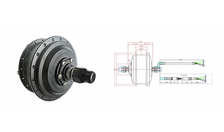 Мотор-колесо Медведь редукторное переднее 350 Вт (250-450 Вт), 24-72 В