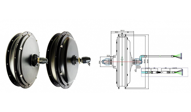 Мотор-колесо Медведь переднее 1000 Вт, 24-72В