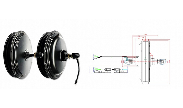 Мотор-колесо Медведь заднее 1000 Вт 24-72В