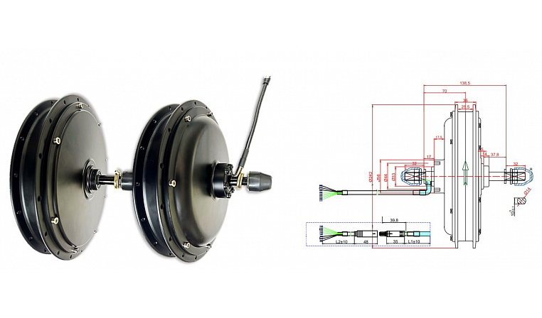Мотор-колесо Медведь заднее 1000 Вт 24-72В