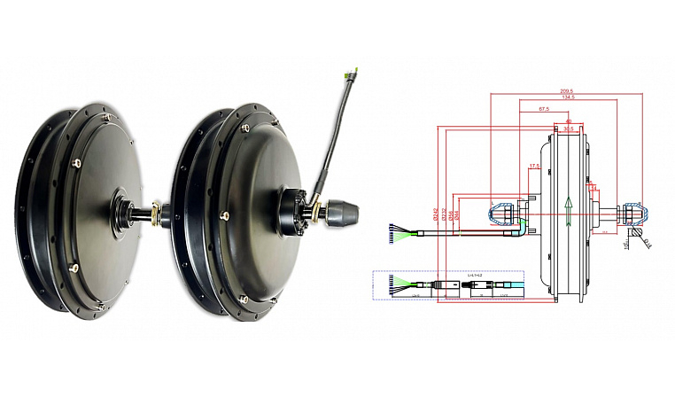 Мотор-колесо Медведь заднее 1500-2000Вт 24-72В