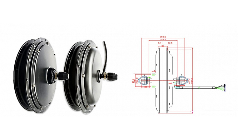 Мотор-колесо Медведь переднее 1000 Вт, 24-72В