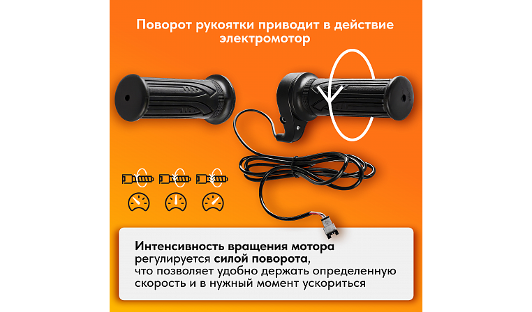 Ручка газа "Скутер" пластик черная