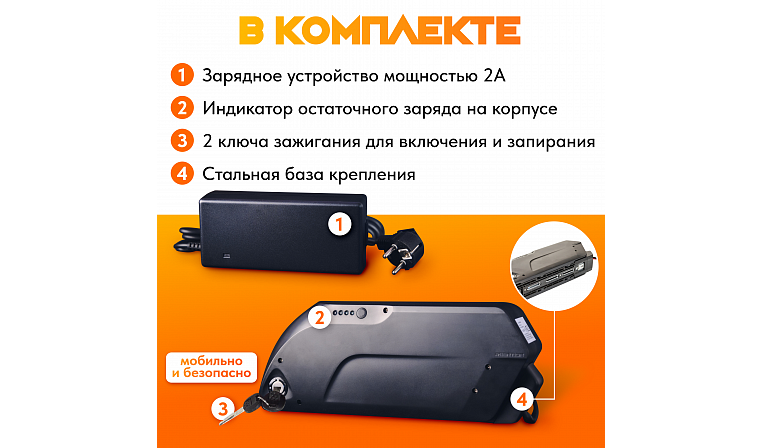 Аккумулятор Медведь 48В 16Ач Li-Ion Shark/Акула Черная