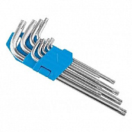 Набор ключей Torx KL-9705T T10/T15/T20/T25/T27/T30/T40/T45/T50 в клипсе